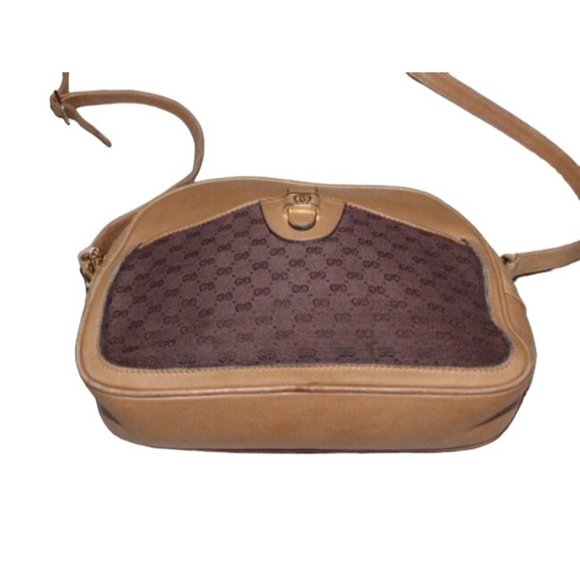 Gucci Vintage Crossbody Camel Leather And Brown Small G Logo Print - Picture 4 of 7
